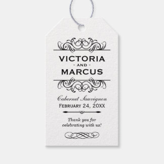 Trouwfles-monogram zwart-wit cadeaulabel
