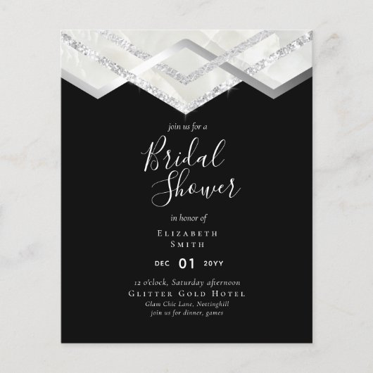 Trouwflyer met laagste budget Glam Deco Chic uitno (Voorkant)