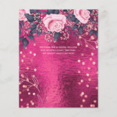 Trouwflyers met laagste budget Metallic Roze Bloem Flyer (Achterkant)