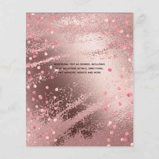 Trouwflyers met laagste budget Rosegold Metaalglan Flyer (Achterkant)