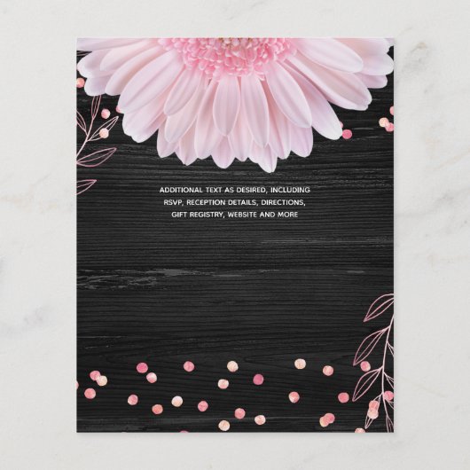 Trouwflyers met laagste budget Roze Zwarte Margrie Flyer (Achterkant)