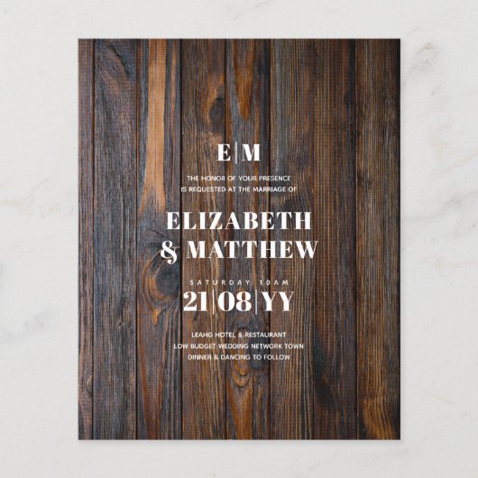 Trouwflyers met laagste budget Rustieke minimalist Flyer (Voorkant)