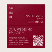 Trouwformele Burgundy QR-code afspeellijst Kaart (Buitenkant ongevouwen)