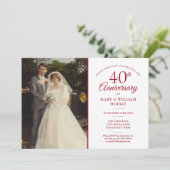 Trouwfoto 40ste verjaardag Elegante Robijn Kaart (Staand voorkant)