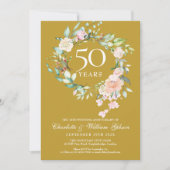Trouwfoto 50ste Gouden Bruiloft Bloemen Kaart (Voorkant)