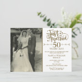 Trouwfoto 50ste verjaardag 'Just Married' Kaart (Staand voorkant)