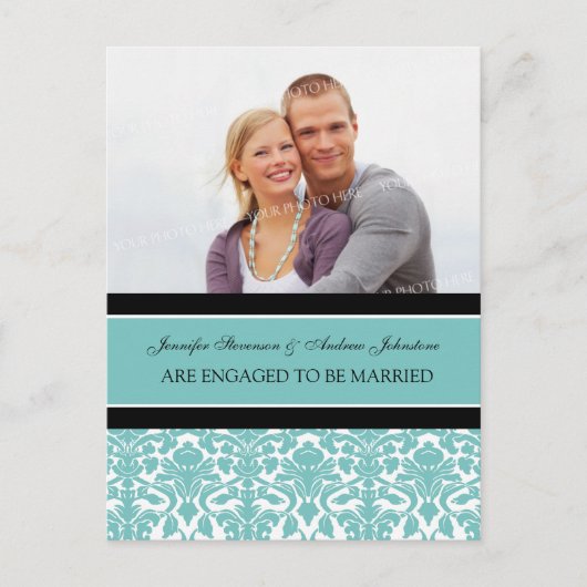 Trouwfoto Aankondiging Foto Ansichtkaart Teal Dama (Voorkant)