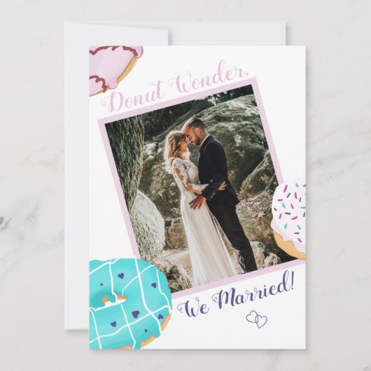 Trouwfoto-aankondiging met 2 foto's en donuts 'Net Feestdagenkaart (Voorkant)