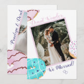 Trouwfoto-aankondiging met 2 foto's en donuts 'Net Feestdagenkaart (Voorkant / Achterkant)