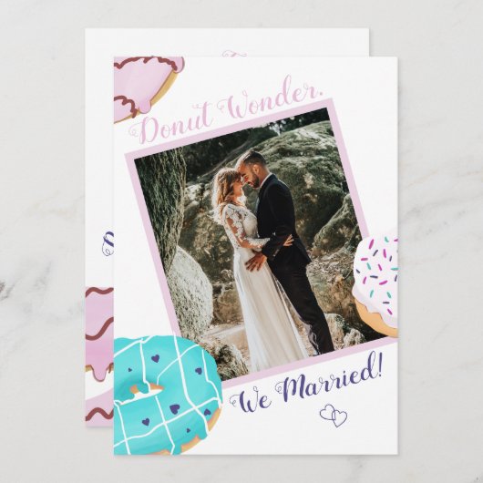 Trouwfoto-aankondiging met 2 foto's en donuts 'Net Feestdagenkaart (Voorkant / Achterkant)