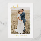 Trouwfoto-aankondiging met goud folie voor heimeli folie uitnodiging (Voorkant)