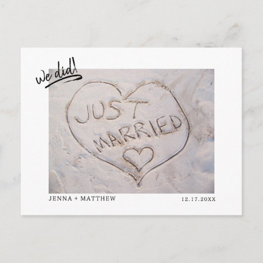 Trouwfoto-aankondiging na een elopement aankondigingskaart (Voorkant)