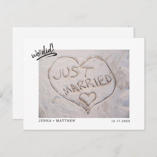 Trouwfoto-aankondiging na elopement  aankondigingskaart (Voorkant / Achterkant)