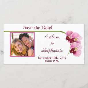Trouwfoto-aankondiging Paarse Orchidee Save The Date