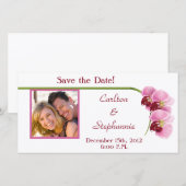 Trouwfoto-aankondiging Paarse Orchidee Save The Date (Voorkant / Achterkant)