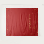 Trouwfoto-achtergrond met kersenbloesem in rood go wandkleed (Voorkant (horizontaal))