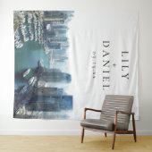 Trouwfoto-achtergrond met skyline van Dubai Wandkleed (In Situ (horizontaal))