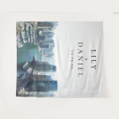 Trouwfoto-achtergrond met skyline van Dubai Wandkleed (Voorkant (horizontaal))