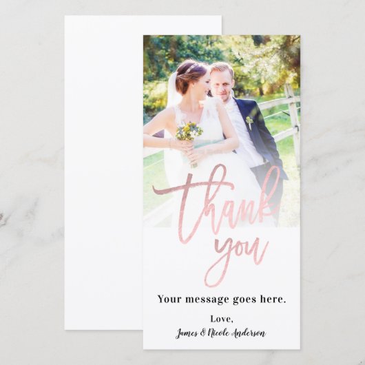 Trouwfoto Afbeelding Bedankbrief Roze Goud Roze Bedankkaart (Voorkant / Achterkant)