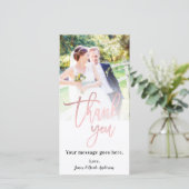 Trouwfoto Afbeelding Bedankbrief Roze Goud Roze Bedankkaart (Staand voorkant)