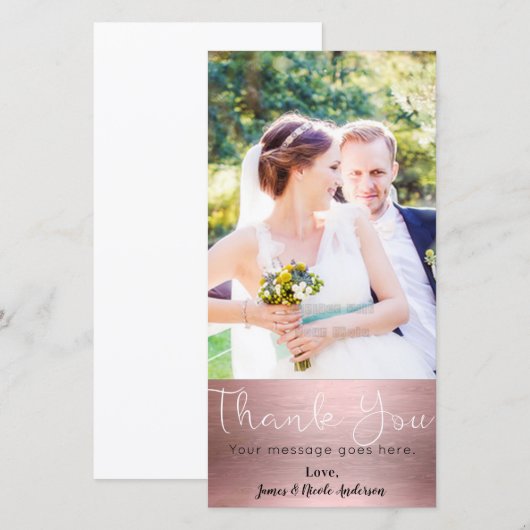 Trouwfoto Afbeelding Roze Goud Glans Bedankt (Voorkant / Achterkant)