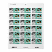 Trouwfoto Art Deco Bird RSVP of dank u Etiket (Full Sheet)