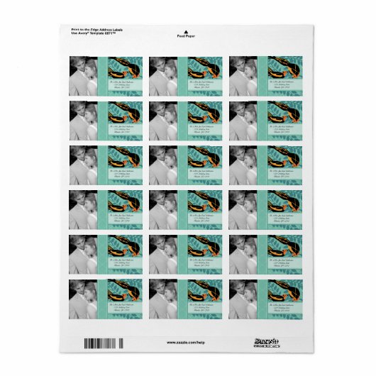 Trouwfoto Art Deco Bird RSVP of dank u Etiket (Full Sheet)