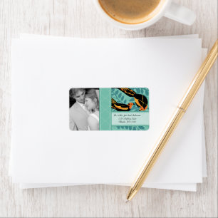 Trouwfoto Art Deco Vogel RSVP of Bedankt Etiket