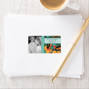 Trouwfoto Art Deco Vogels RSVP of Bedankt Etiket