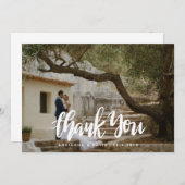 Trouwfoto bedankt handgeschreven script informeel (Voorkant / Achterkant)