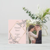 Trouwfoto Bedankt  |  Koraal Bloemstuk (Staand voorkant)