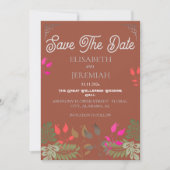 Trouwfoto Bespaar de Datum Aankondiging met Bloeme (Voorkant)