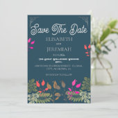 Trouwfoto Bespaar de Datum Aankondiging met Bloeme (Staand voorkant)