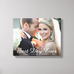 Trouwfoto Beste Dag Ooit Aangepaste Canvasprint Canvas Afdruk