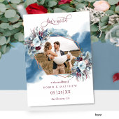 Trouwfoto Blauw Paars Burgundy Aquarel Kaart