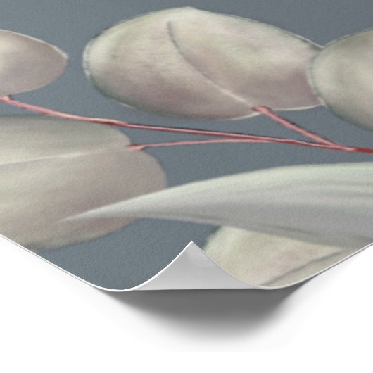 Trouwfoto Bloemig Blauw Aquarel Elegante Rozen Poster (Hoek)