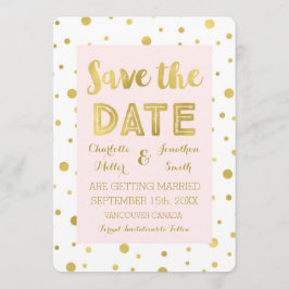 Trouwfoto Blush Goud Confetti Save the Date