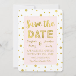 Trouwfoto Blush Goud Confetti Save the Date