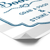 Trouwfoto booth bord blauwe zeevaartstrepen poster (Hoek)