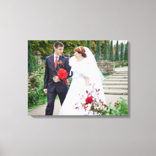 Trouwfoto Bruid & Bruidegom Voeg datum namen toe Canvas Afdruk