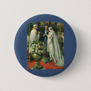 Trouwfoto bruid en bruidegom met menorah in vintag ronde button 5,7 cm