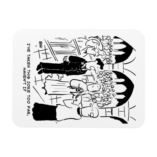 Trouwfoto - Bruidegom Praktische Grap Cartoon Magneet (Horizontaal)