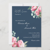 Trouwfoto bruiloft met Navy Blush Pioen Kaart (Voorkant)