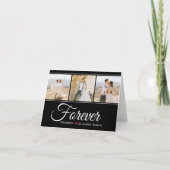 Trouwfoto-collage 'Altijd Dankbaar' Zwart Wit Bedankkaart (Voorkant)