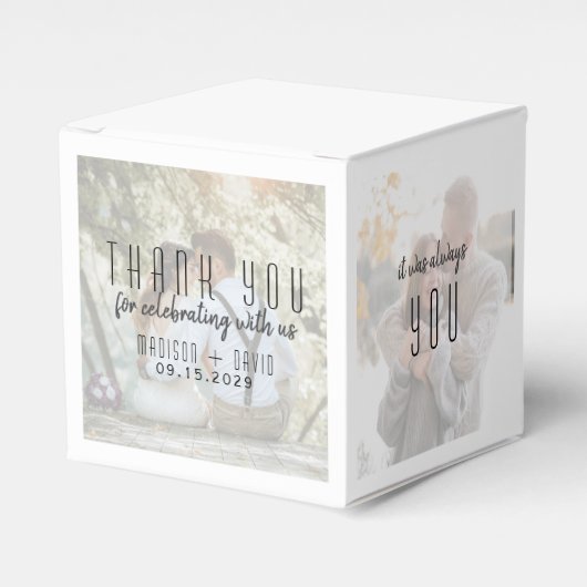Trouwfoto Collage Favor Dozen Bedankdoosjes (Voorkant Zijde)