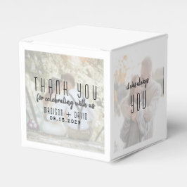 Trouwfoto collage gunstboxen bedankdoosjes