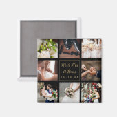 Trouwfoto collage in zwart en goud magneet (Voorkant / Achterkant)