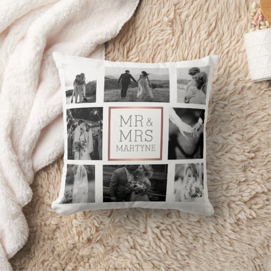 Trouwfoto Collage Mr & Mrs Aandenken Kussen (Deken)