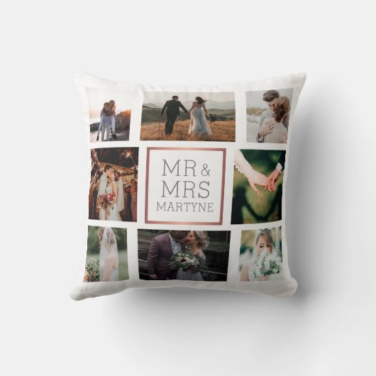 Trouwfoto Collage Mr & Mrs Aandenken Kussen (Achterkant)