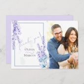 Trouwfoto Dank Je  |  Aquarel Lavendel Bedankkaart (Voorkant / Achterkant)